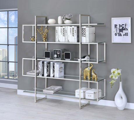 Coaster Elmer 63-inch 5-shelf Bookshelf Clear and Chrome