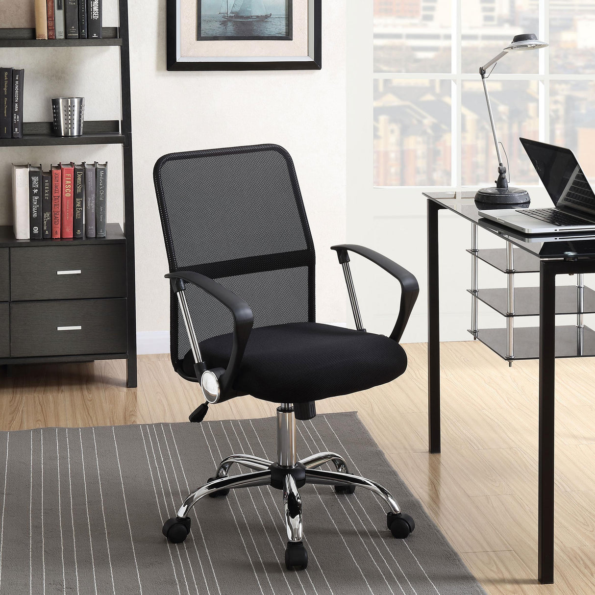 Coaster Gerta Upholstered Adjustable Mesh Office Desk Chair Black