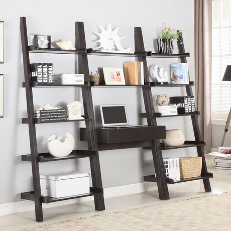 Coaster Colella 3-piece Ladder Desk and Bookcase Set Cappuccino
