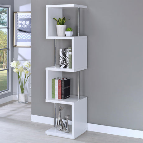Coaster Baxter 67-inch 4-shelf Bookshelf White and Chrome