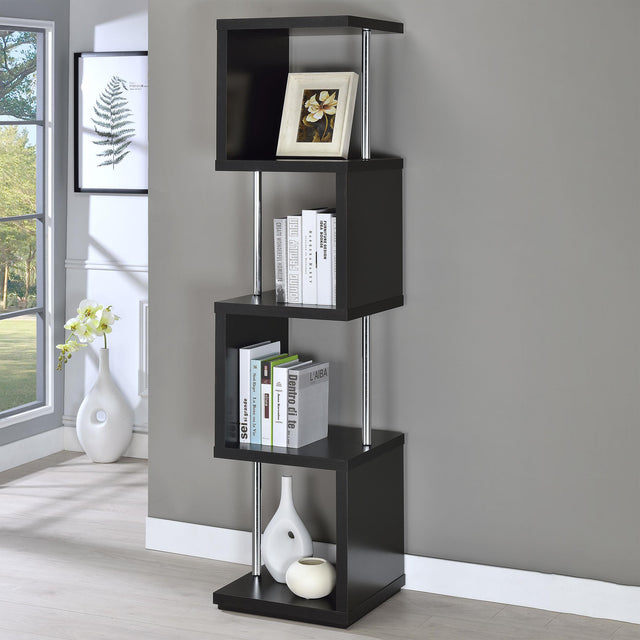 Coaster Baxter 67-inch 4-shelf Bookshelf Black and Chrome