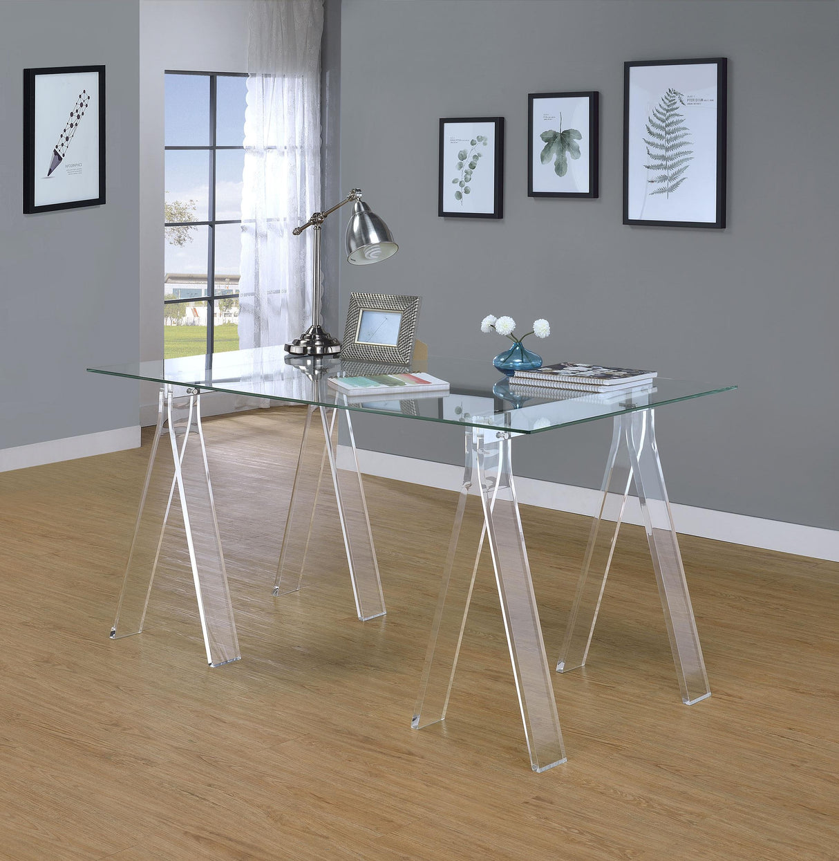 Coaster Amaturo 59-inch Glass Top Acrylic Writing Desk Clear