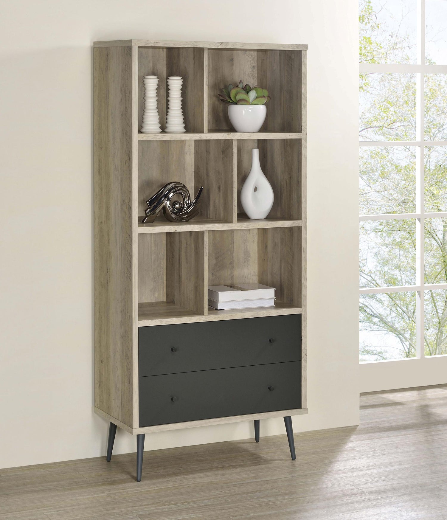 Coaster Maeve 70-inch 3-shelf Bookcase with Drawers Distressed Pine