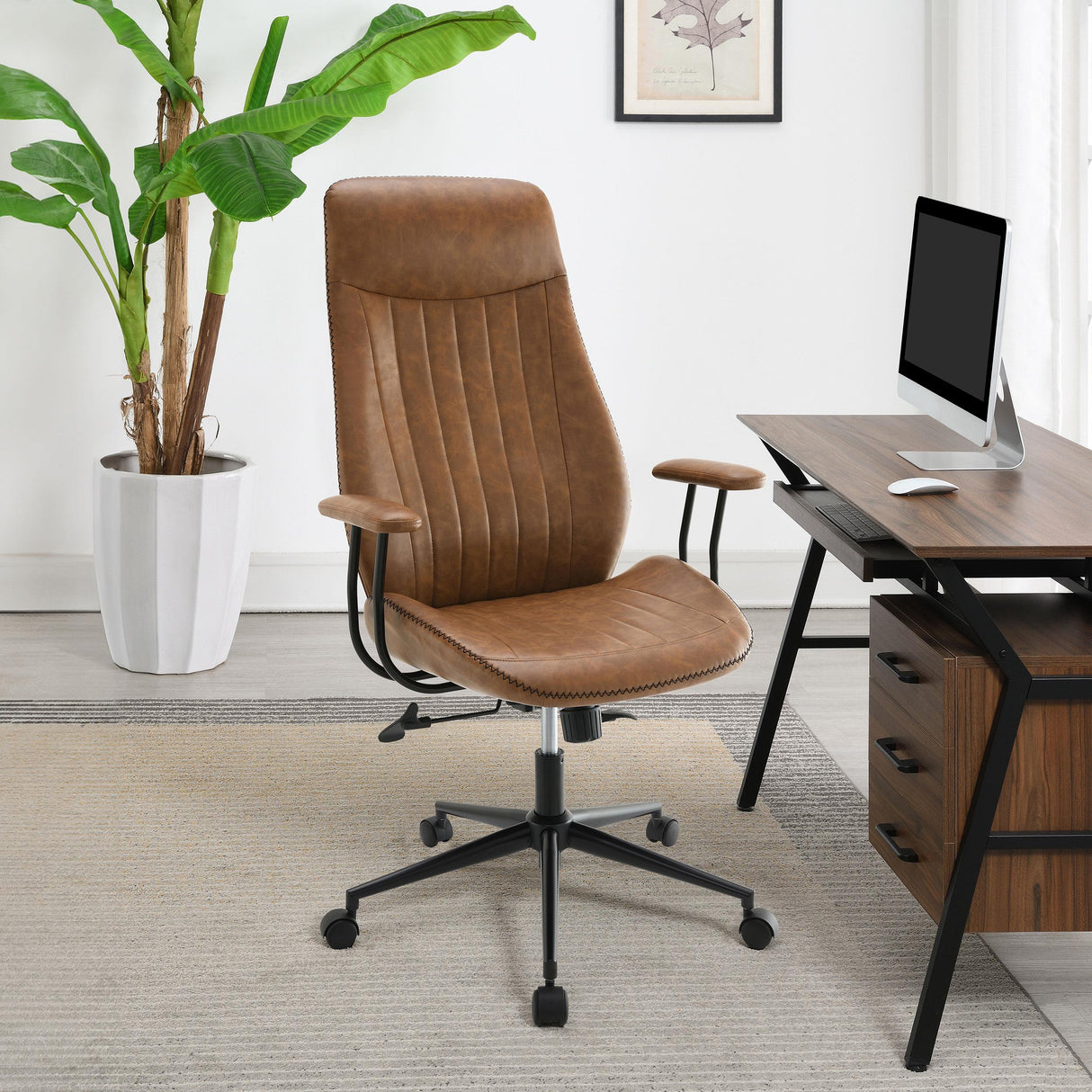 Coaster Ranger Upholstered Adjustable Home Office Desk Chair Brown