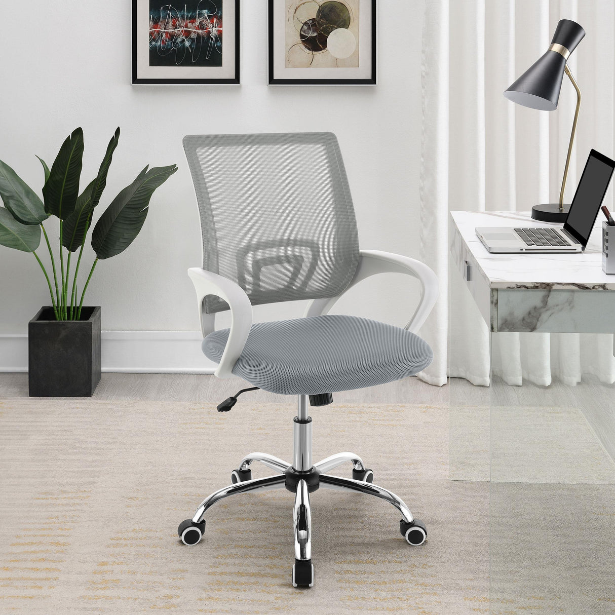 Coaster Felton Upholstered Adjustable Home Office Desk Chair Grey
