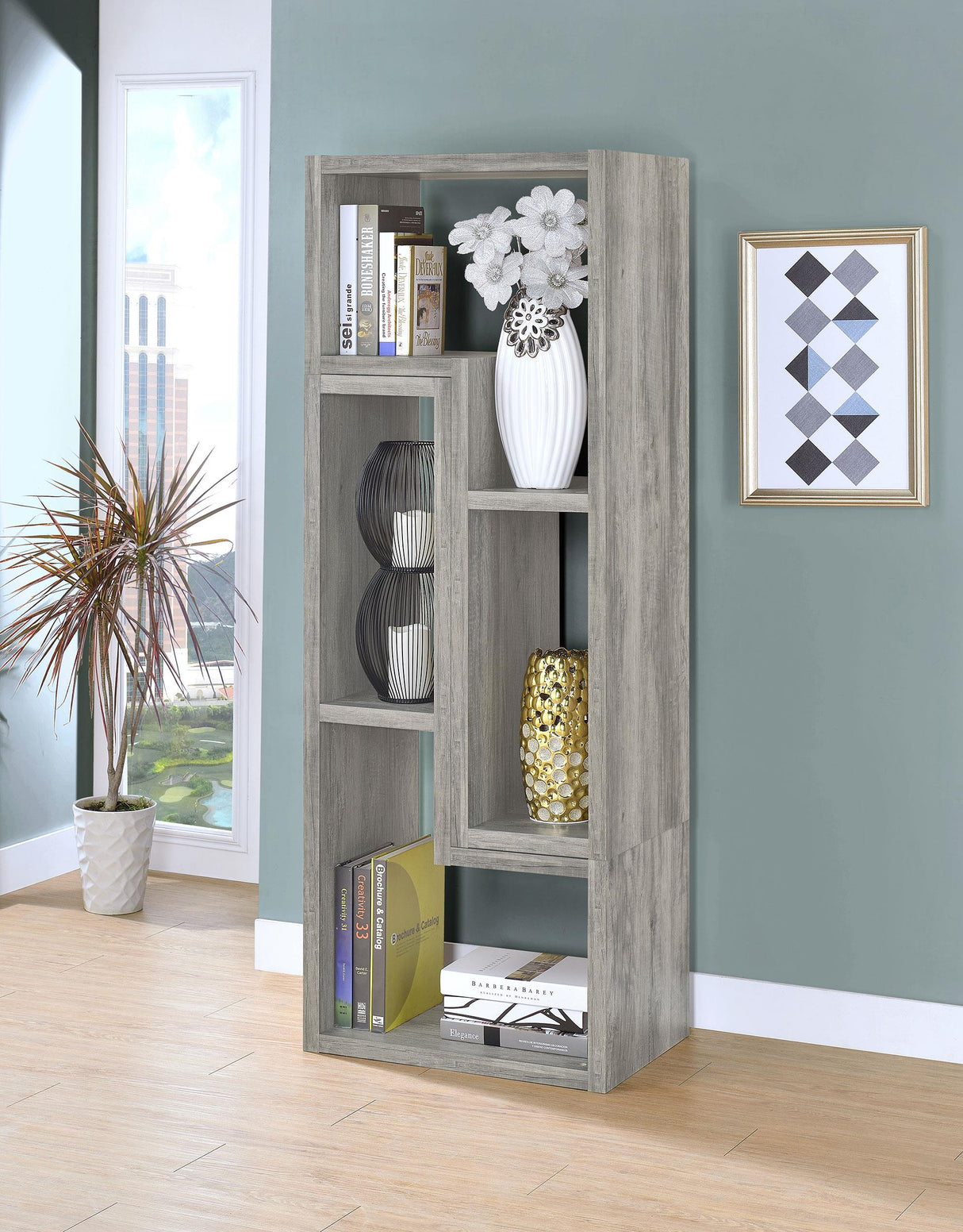 Coaster Velma Multipurpose TV Stand and Bookshelf Grey Driftwood