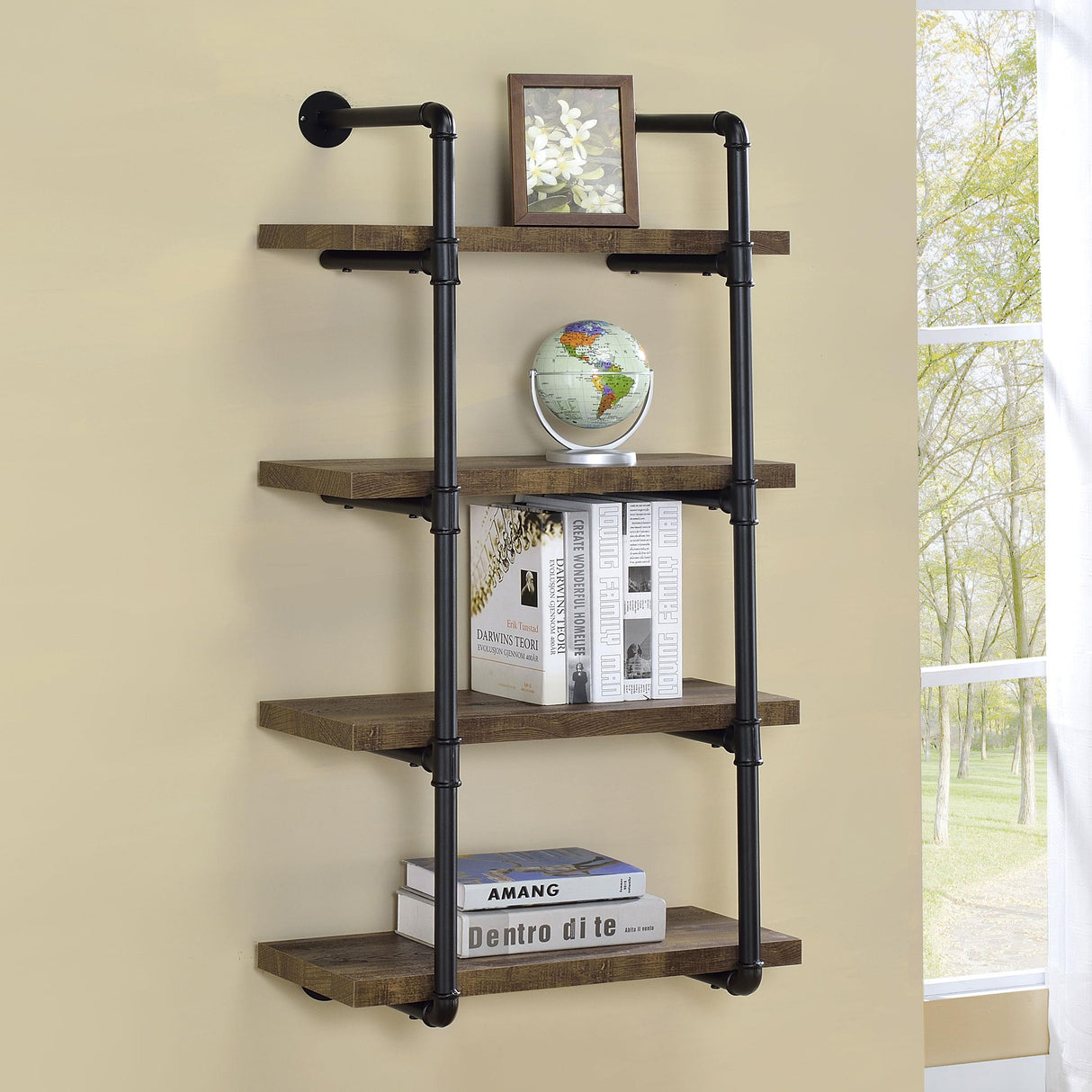 Coaster Elmcrest 24-inch 4-shelf Wall Bookshelf Rustic Oak