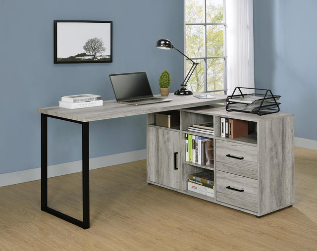 Coaster Hertford 59-inch L-Shape Computer Desk Grey Driftwood