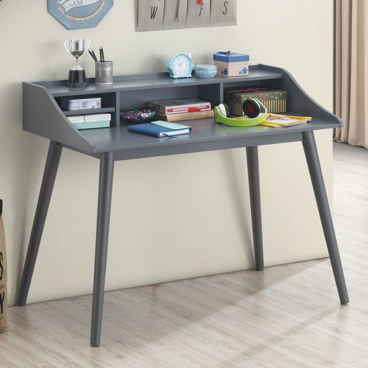 Coaster Percy 45-inch 4-compartment Writing Desk Grey