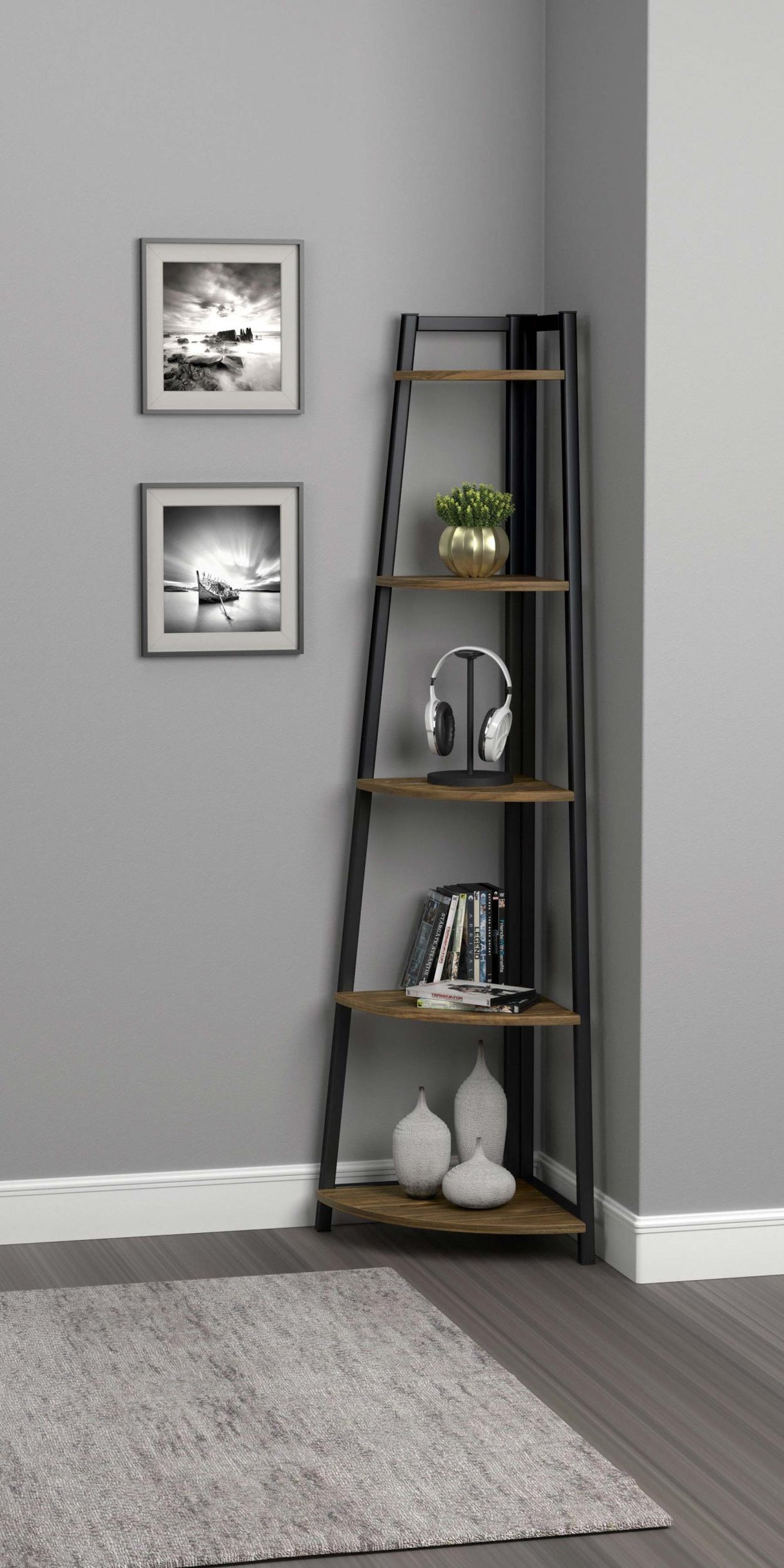 Coaster Jacksonville 63-inch 5-shelf Bookshelf Black and Aged Walnut