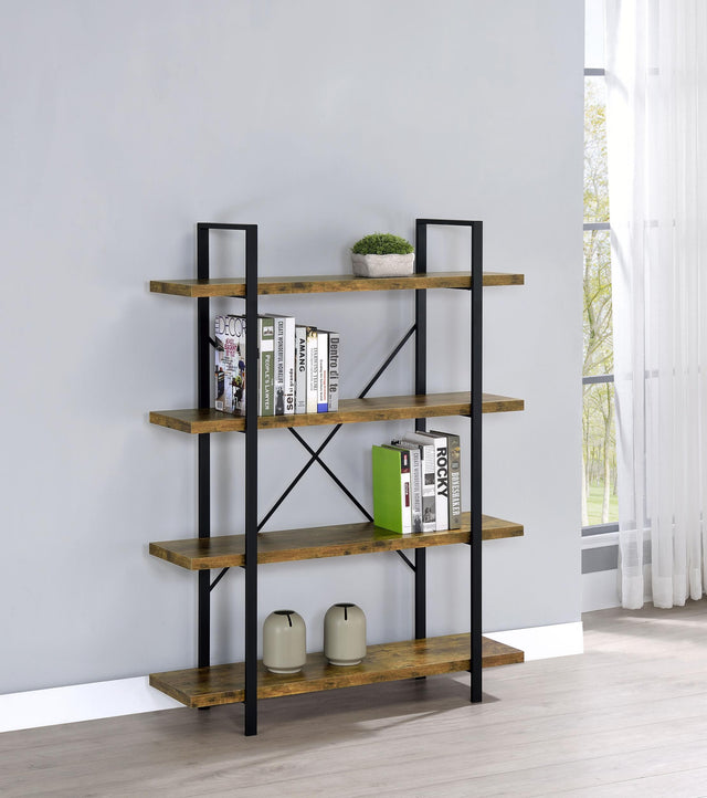 Coaster Cole 55-inch 4-shelf Bookshelf Rustic Nutmeg and Black