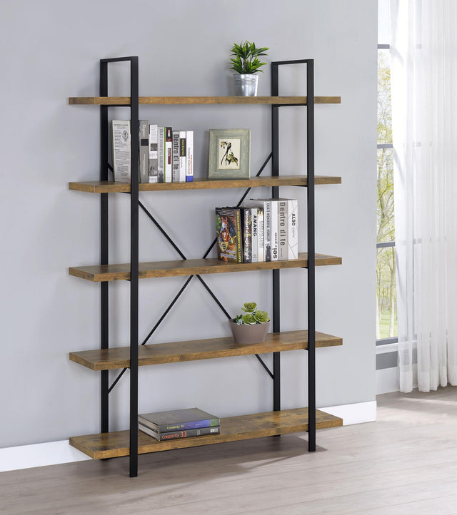 Coaster Cole 70-inch 5-shelf Bookshelf Rustic Nutmeg and Black