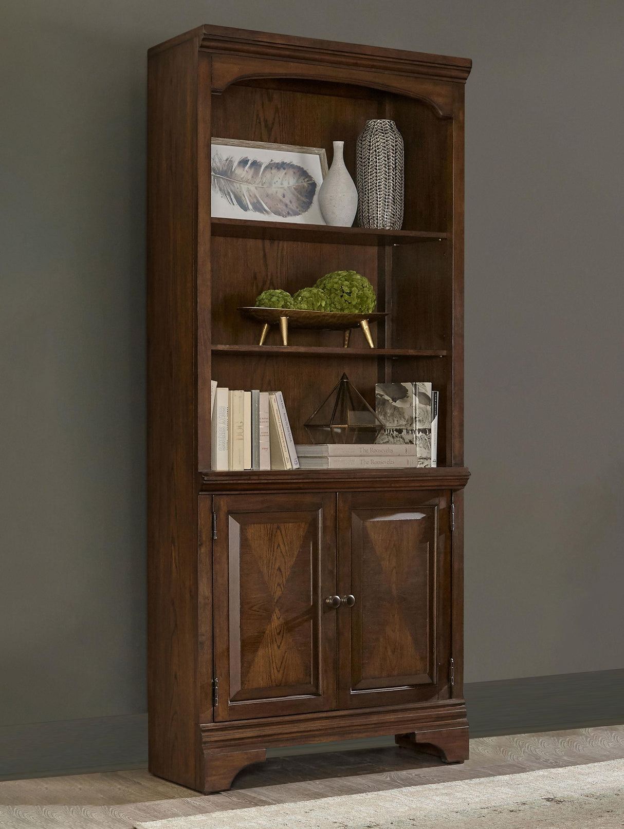 Coaster Hartshill 78-inch 3-shelf Cabinet Bookcase Burnished Oak