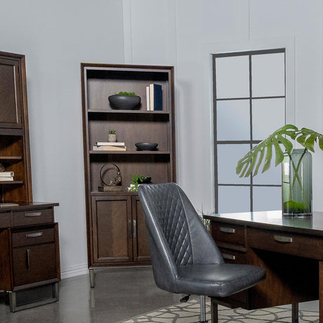 Coaster Marshall 76-inch 3-shelf Cabinet Bookcase Dark Walnut