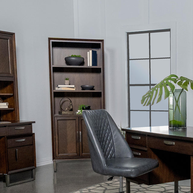 Coaster Marshall 76-inch 3-shelf Cabinet Bookcase Dark Walnut