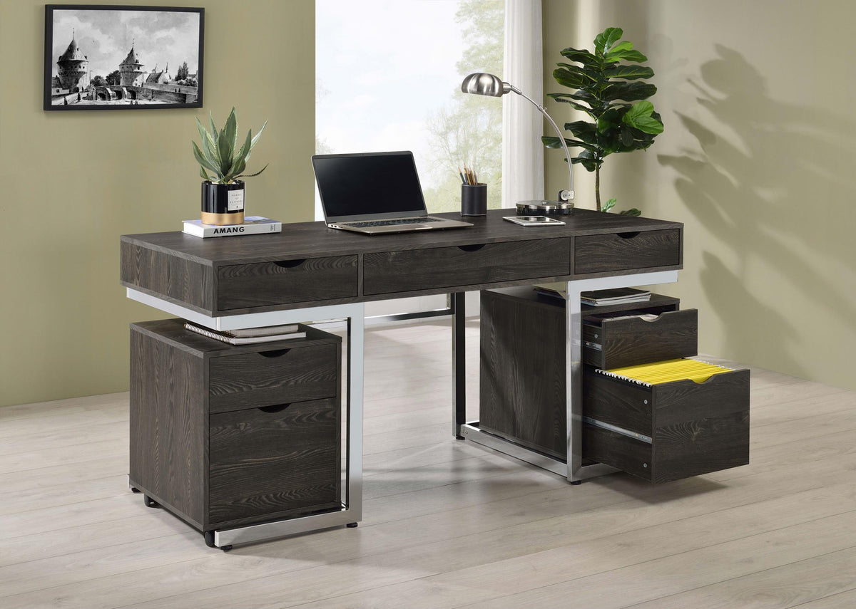 Coaster Noorvik 3-piece Computer Desk and File Cabinet Set Dark Oak