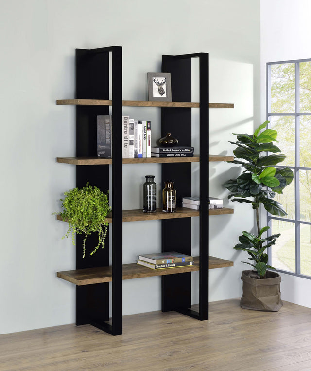 Coaster Danbrook 71-inch 4-shelf Bookshelf Black and Aged Walnut