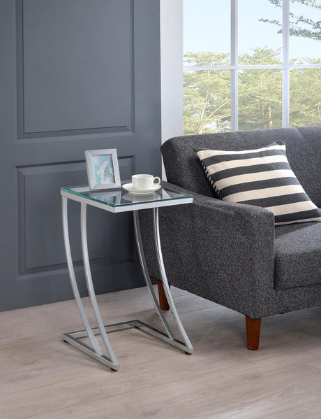 Coaster Cayden Rectangular Glass Top Sofa Side Table Chrome