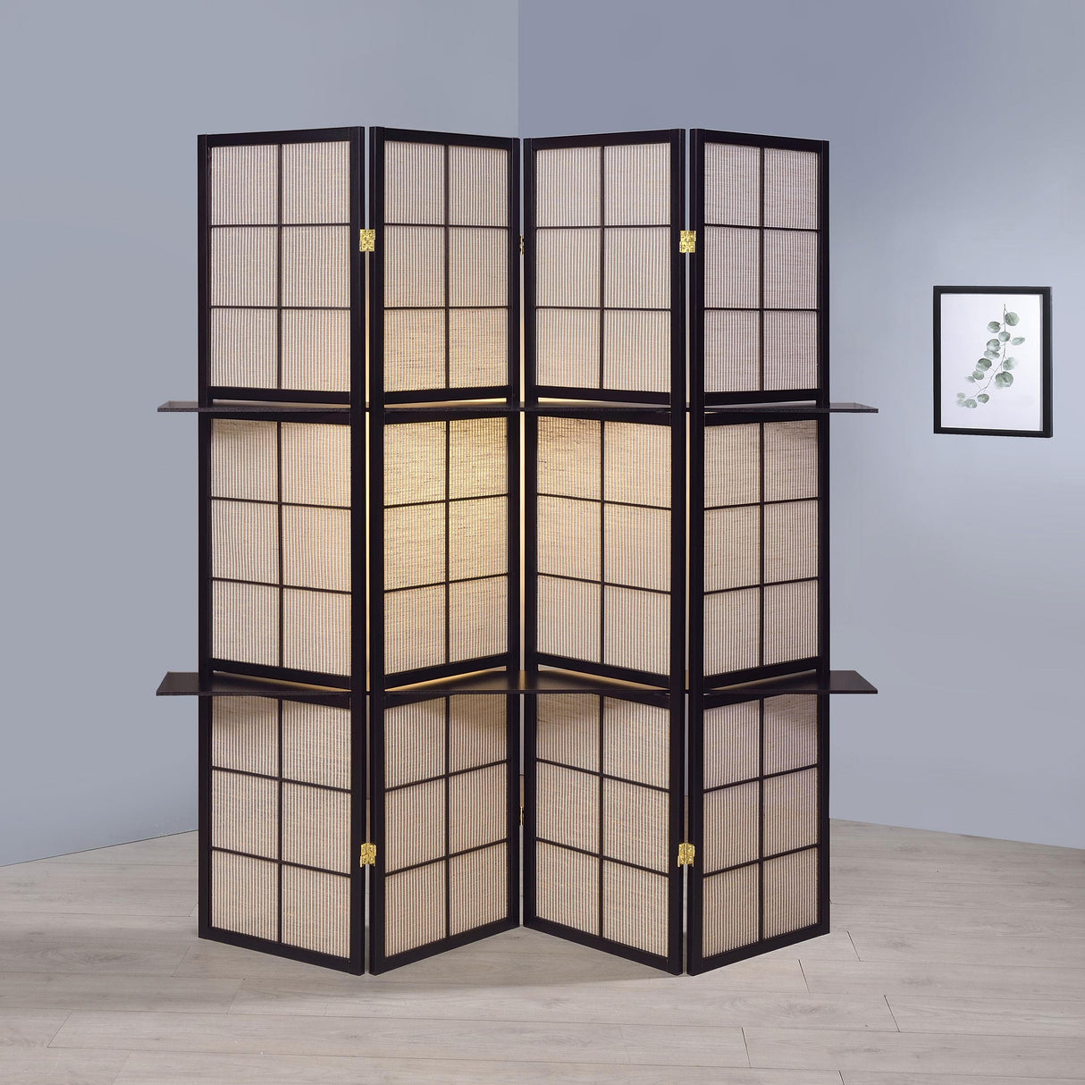 Coaster Iggy 4-Panel Room Divider Folding Shoji Screen Cappuccino