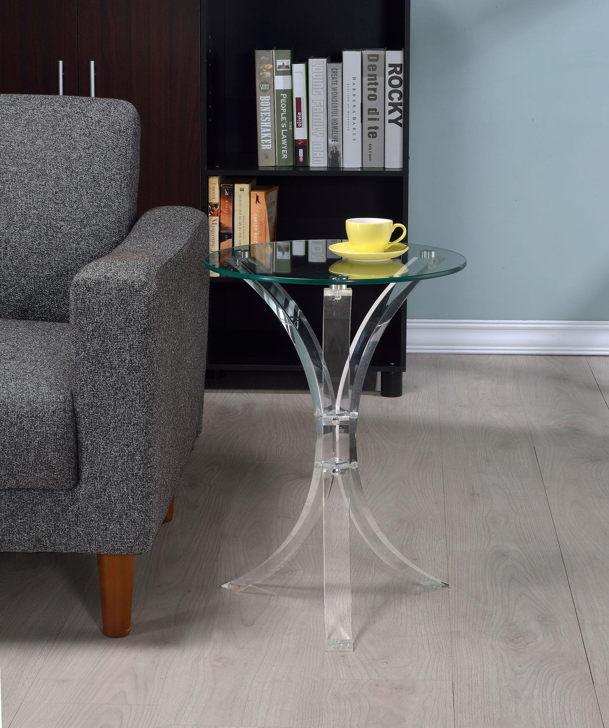Coaster Laning Round Glass Top Acrylic Side Table Clear