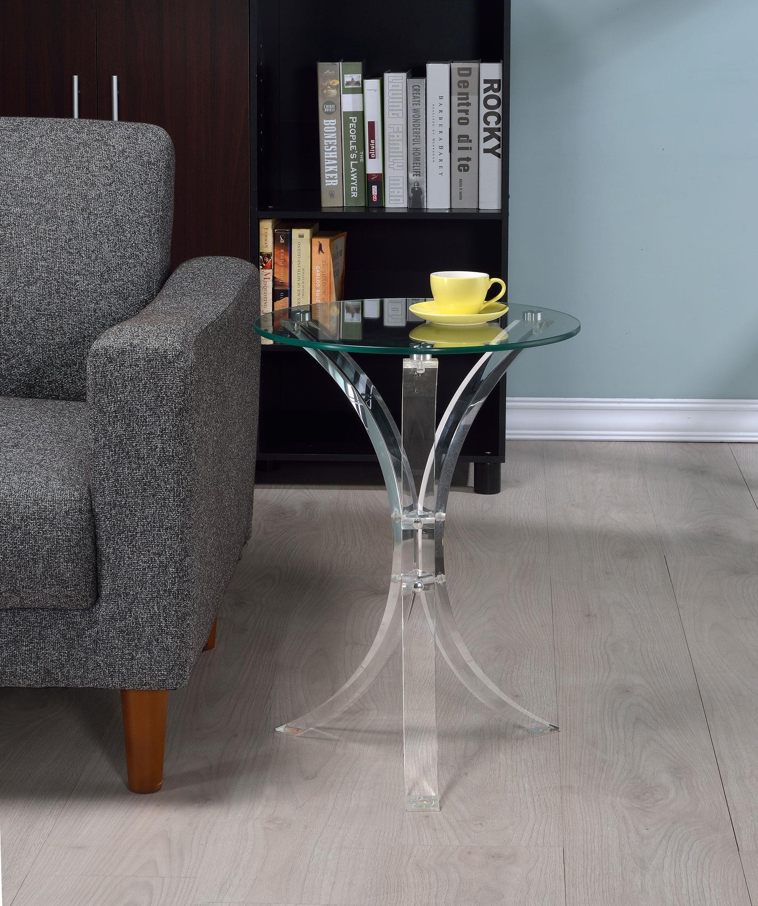Coaster Laning Round Glass Top Acrylic Side Table Clear