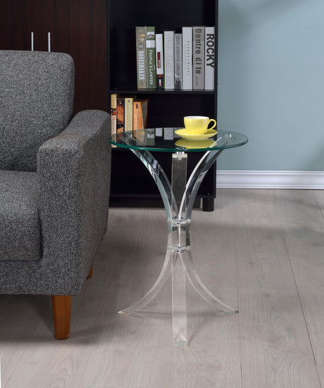 Coaster Laning Round Glass Top Acrylic Side Table Clear