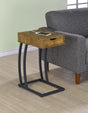 Coaster Troy 1-drawer C-Shaped Side Table Power Outlet Rustic Nutmeg