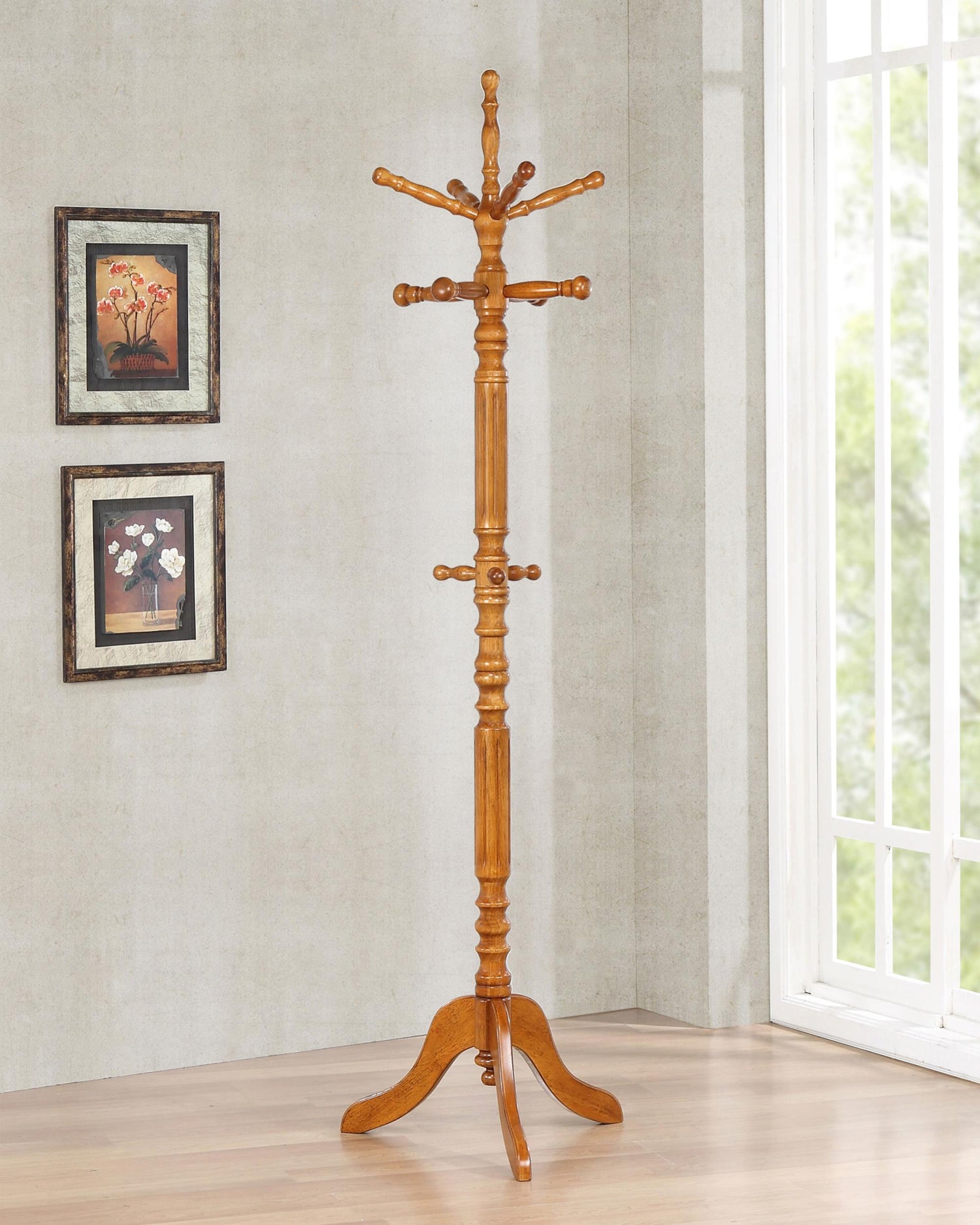 Coaster Achelle 11 Hook Freestanding Coat Rack Hanger Golden Brown