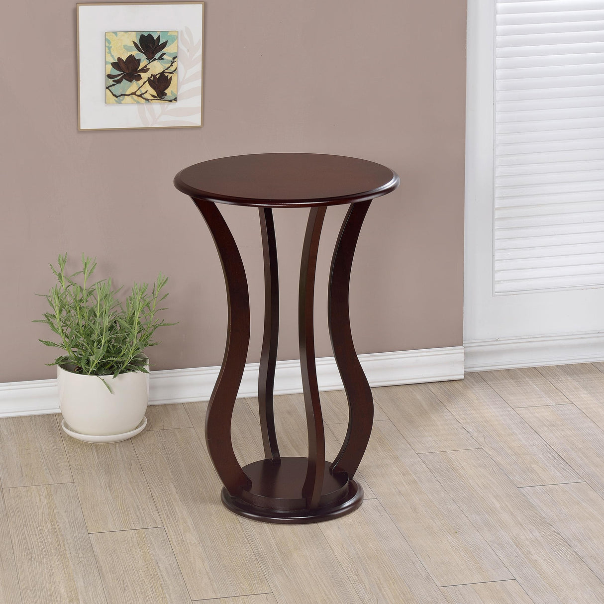Coaster Elton Round Wood Top Accent Side Table Cherry