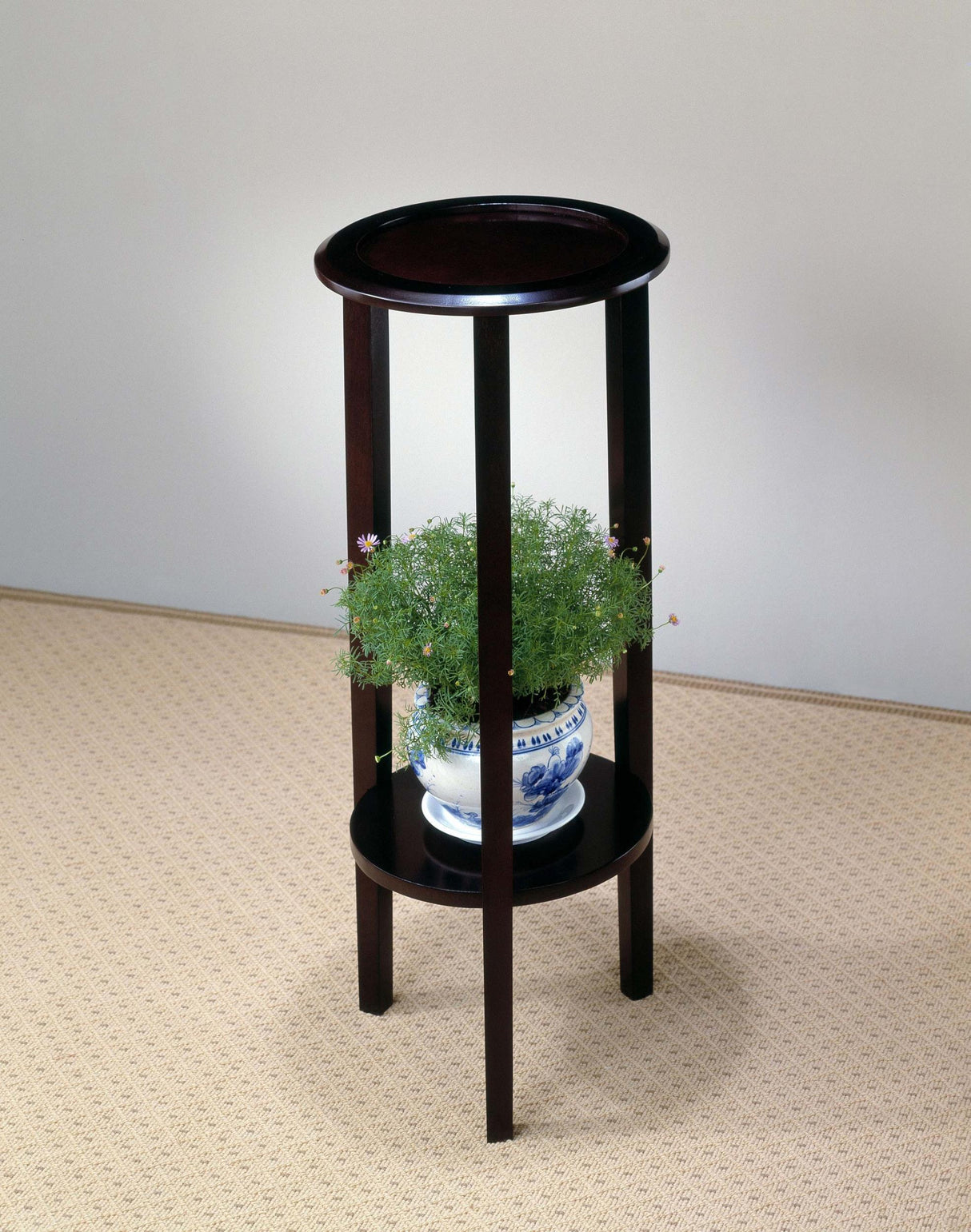 Coaster Kirk 1-shelf Round Wood Plant Stand Side Table Espresso