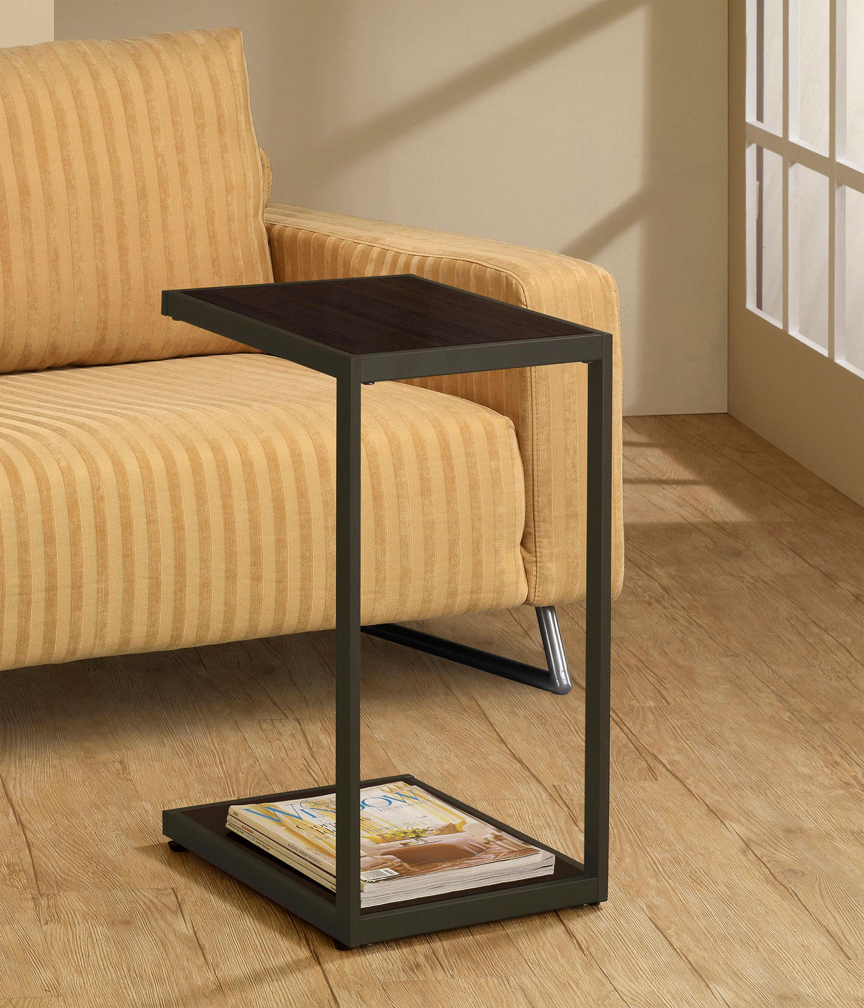 Coaster Jose C-Shaped Sofa Side Table Cappuccino High Gloss