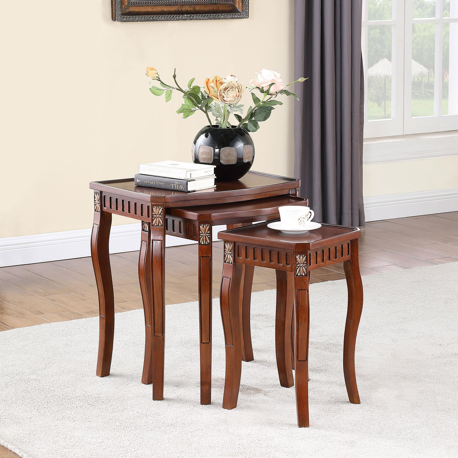 Coaster Daphne 3-piece Rectangular Wood Nesting Table Set Warm Brown