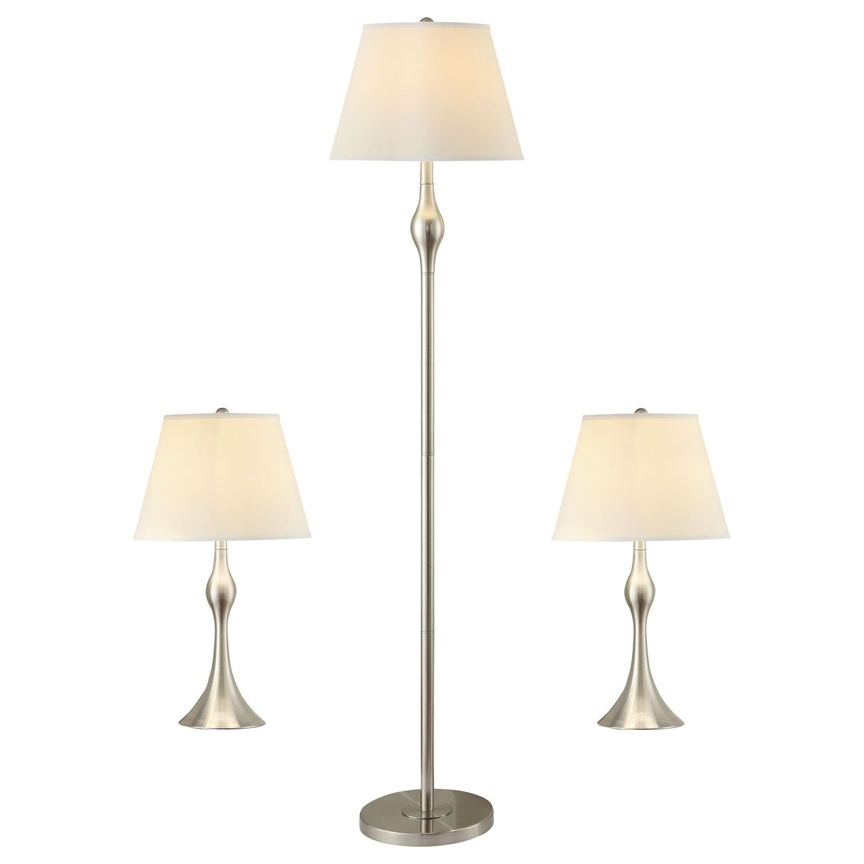 Coaster Griffin 3-piece Floor and Table Lamp Set Brushed Nickel