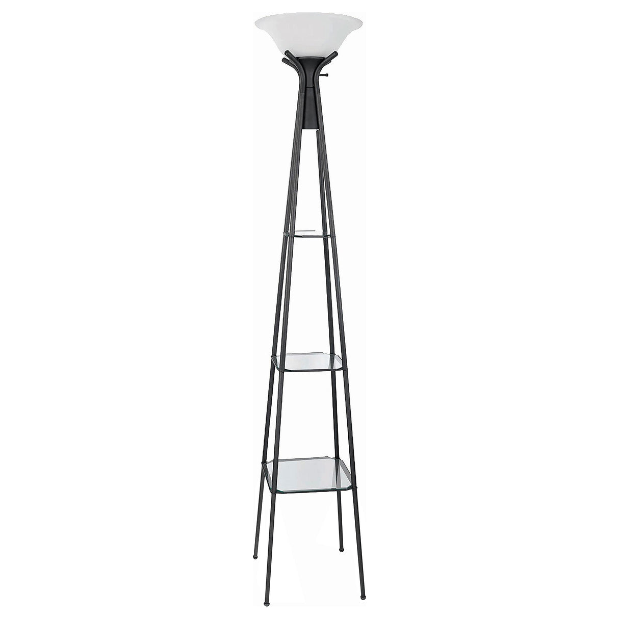 Coaster Gianni 70-inch 3-shelf Frosted Torchiere Floor Lamp Black