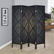 Coaster Haidera 4-Panel Room Divider Folding Screen Black Damask