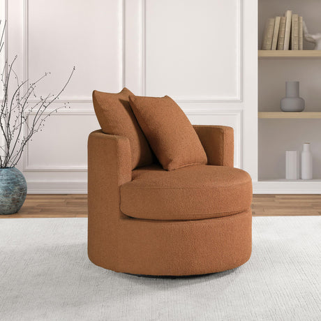 Coaster Debbie Upholstered Swivel Accent Chair Burnt Orange