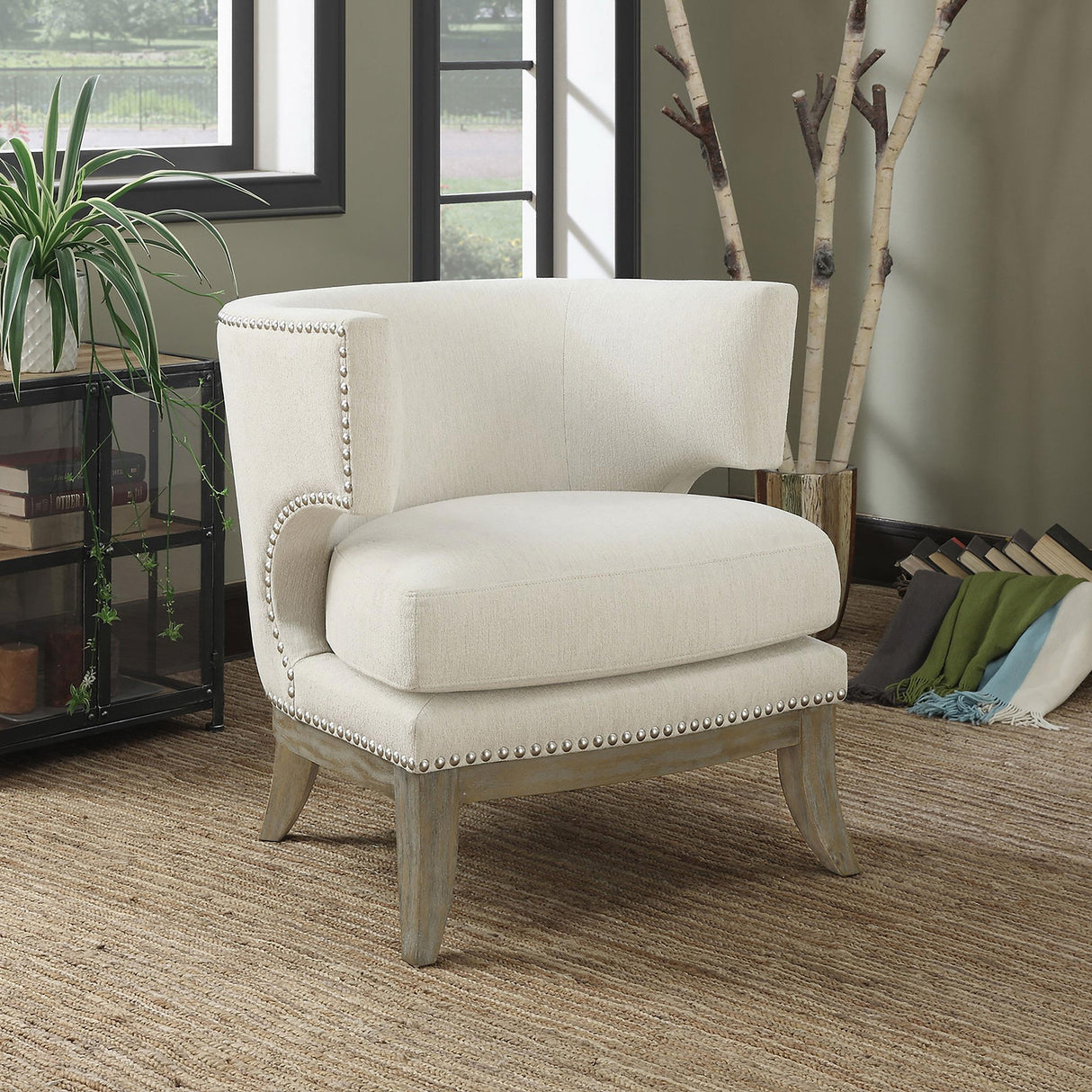 Coaster Jordan Upholstered Barrel Back Accent Chair White