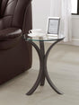 Coaster Edgar Round Glass Top Accent Side Table Cappuccino