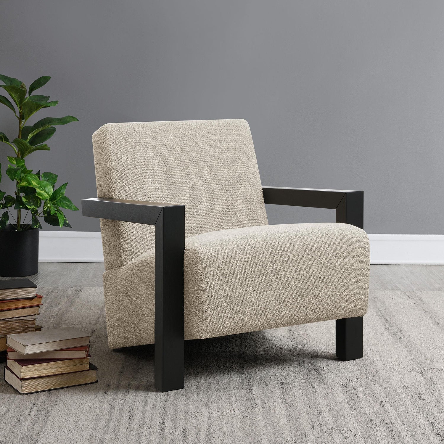Coaster Fitzroy Boucle Upholstered Accent Arm Chair Latte