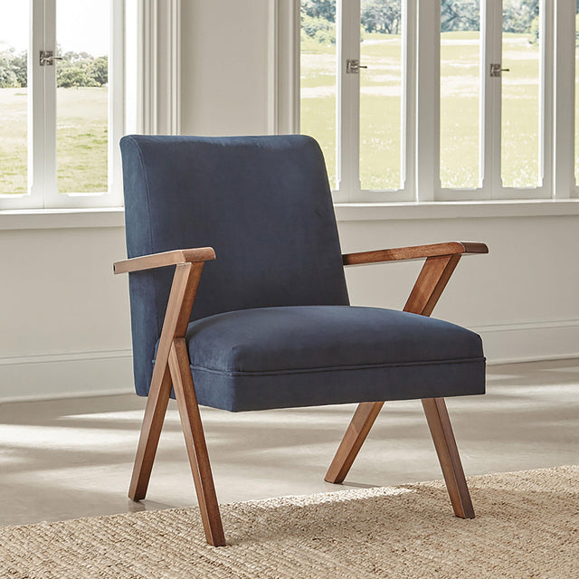 Coaster Cheryl Upholstered Wood Arm Accent Chair Dark Blue