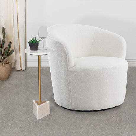 Coaster Joyce Upholstered Barrel Back Swivel Chair White