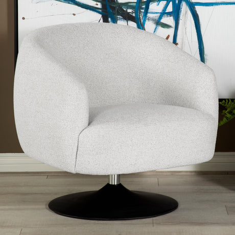 Coaster Dave Upholstered Barrel Back Swivel Club Chair Beige