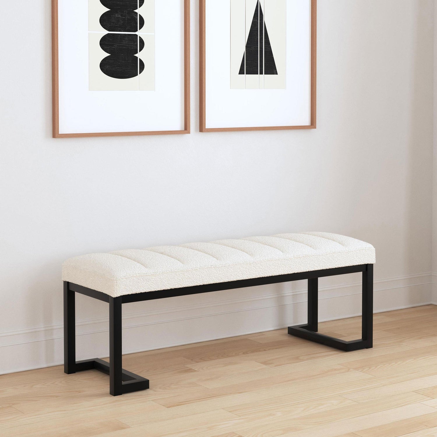 Coaster Mesa Boucle Upholstered Tufted Accent Bench Vanilla