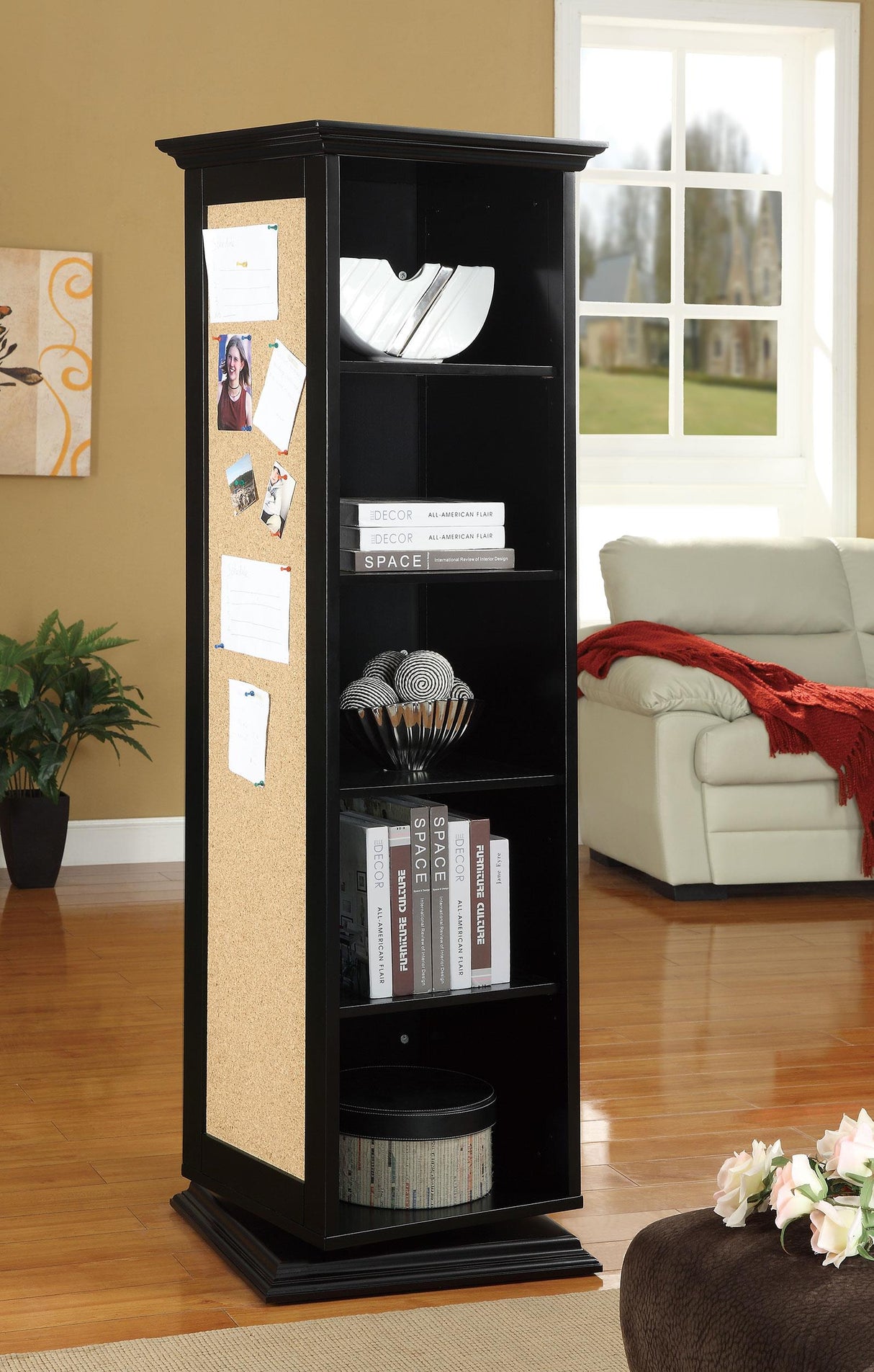 Coaster Robinsons Swivel Accent Cabinet with Cork Board Black