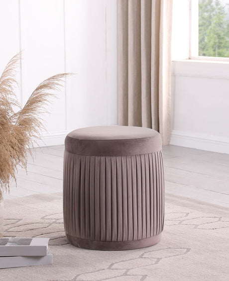Coaster Tovar Round Upholstered Ottoman Mauve
