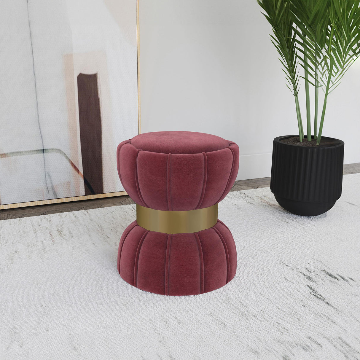 Coaster Sora Round Upholstered Ottoman Berry