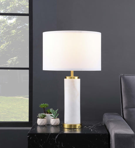 Coaster Lucius 25-inch Drum Shade Marble Body Table Lamp White