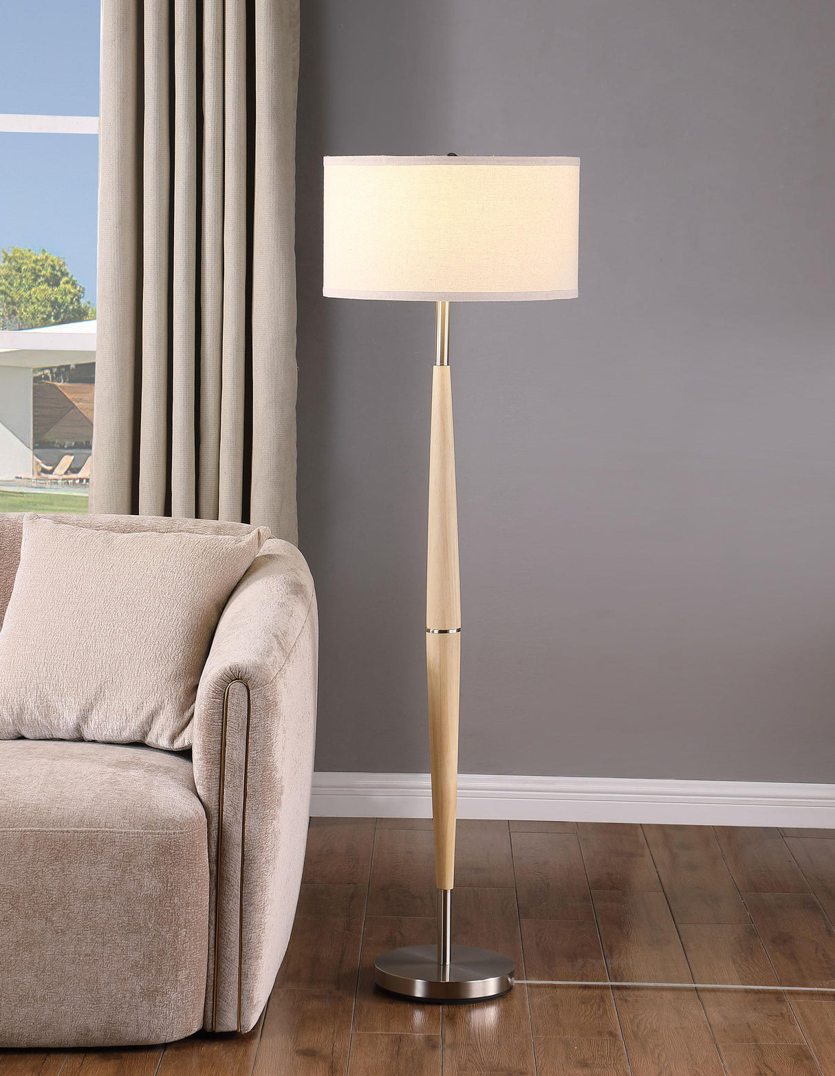Coaster Flanary 58-inch Drum Shade Tapered Floor Lamp Natural