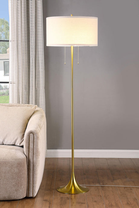 Coaster Elmira 65-inch Drum Shade Metal Floor Lamp Gold