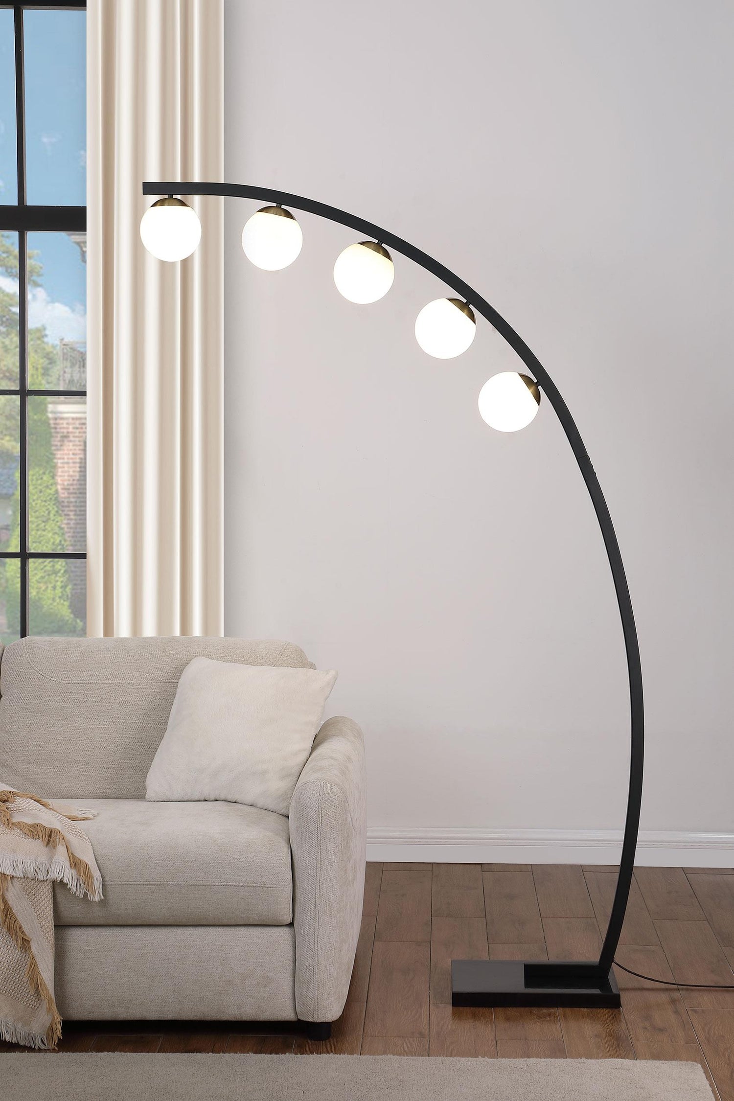 Coaster Cody 78-inch Spherical 5-light Arc Metal Floor Lamp Black